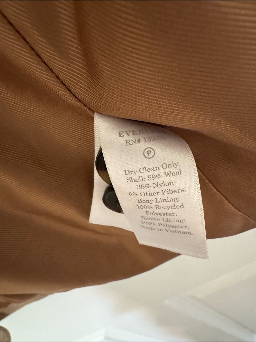 Everlane Camel/Tan Wool Blazer - Picture 4 of 5